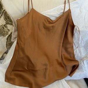 Vince Golden Brown silk camisole. S/P. NIB NWT